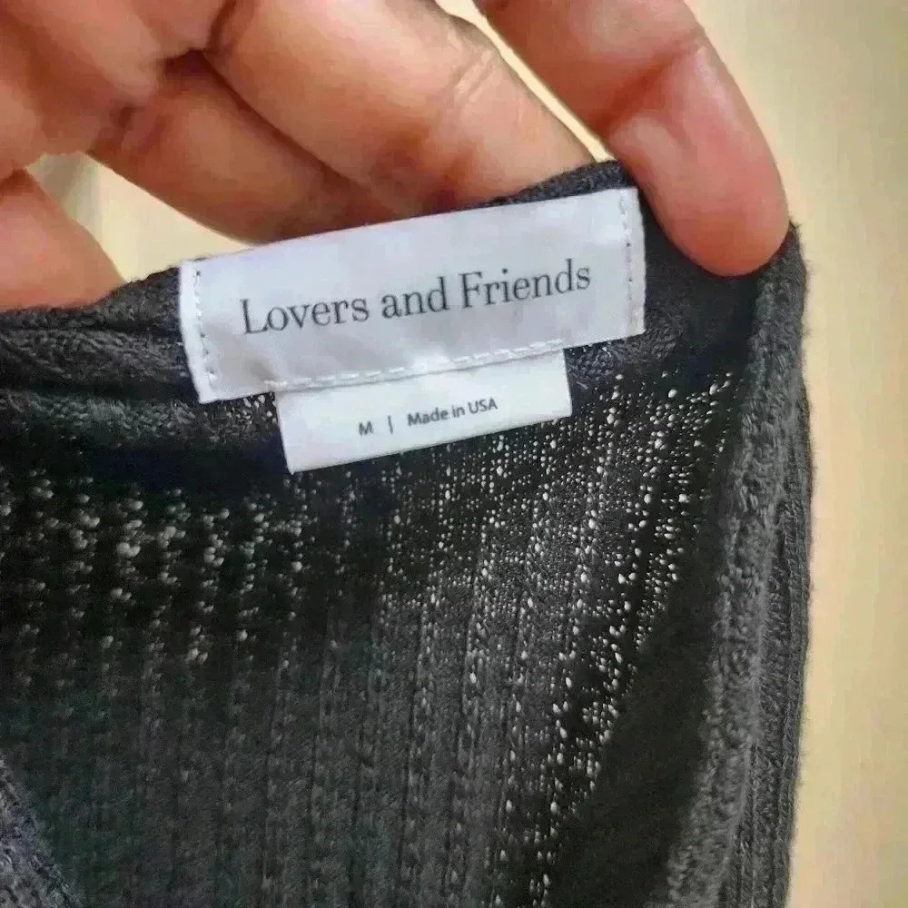 Lovers and friends black one shoulder ribbed tank top size medium - Picture 6 of 6